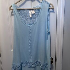 Simply Irresistible Light Blue Crochet-Back Sleeveless Top